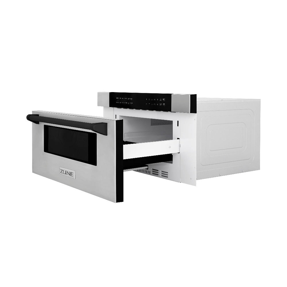 Autograph Edition 30 In. 1.2 Cu. Ft. Built-in Microwave Drawer In Stainless Steel With Matte Black Accents MWDZ30MB