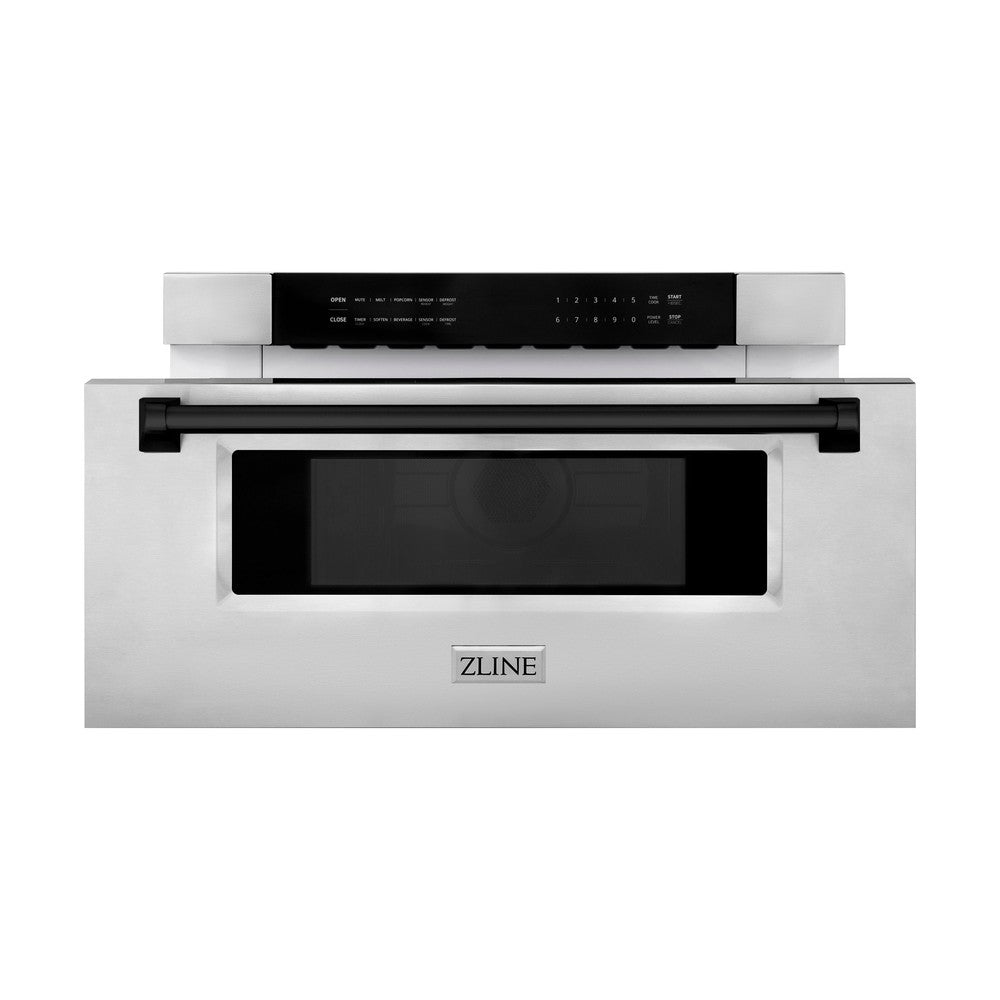 Autograph Edition 30 In. 1.2 Cu. Ft. Built-in Microwave Drawer In Stainless Steel With Matte Black Accents MWDZ30MB