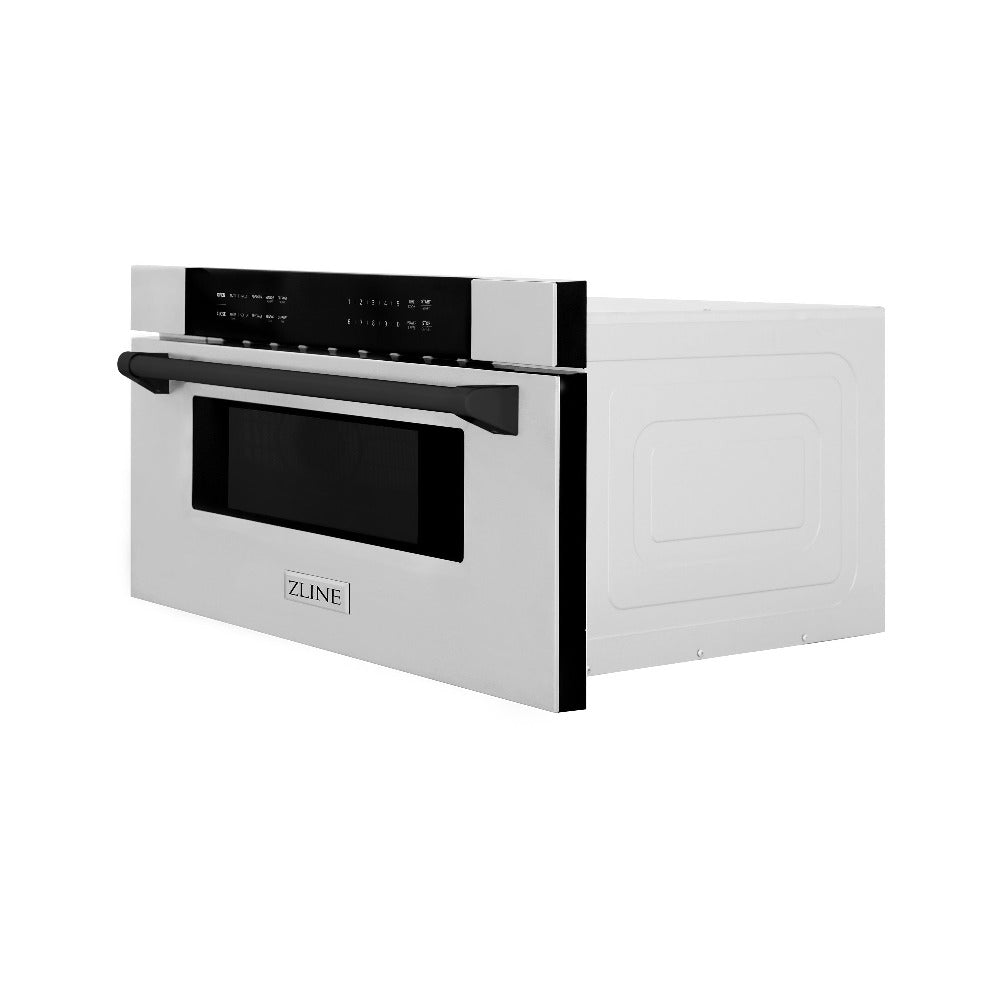 Autograph Edition 30 In. 1.2 Cu. Ft. Built-in Microwave Drawer In Stainless Steel With Matte Black Accents MWDZ30MB
