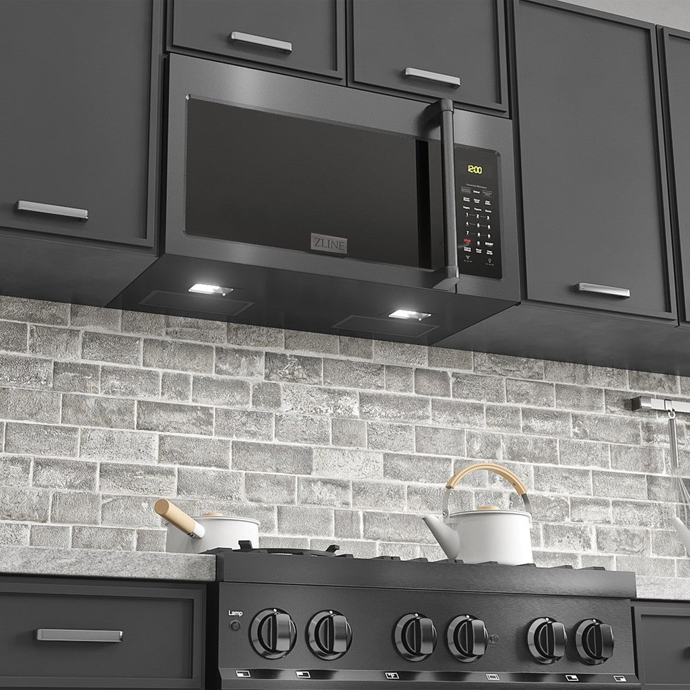 30 in. Black Stainless Steel Over the Range Convection Microwave Oven with Traditional Handle MWOOTRH30BS
