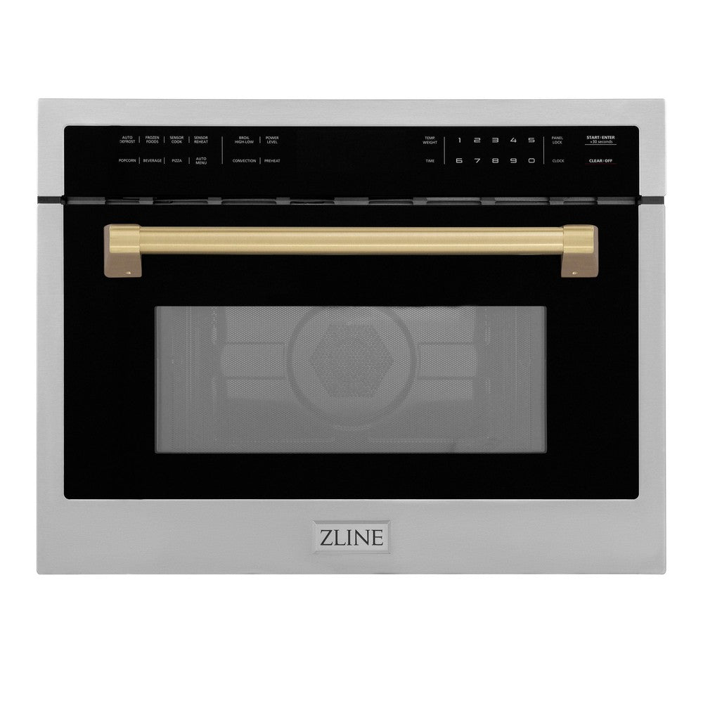 Autograph Edition 24 In. 1.6 Cu Ft. Built-in Convection Microwave Oven In Stainless Steel With Champagne Bronze Accents MWOZ24CB