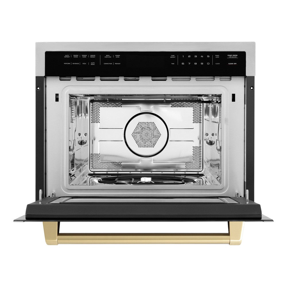 Autograph Edition 24 In. 1.6 Cu Ft. Built-in Convection Microwave Oven In Stainless Steel With Champagne Bronze Accents MWOZ24CB