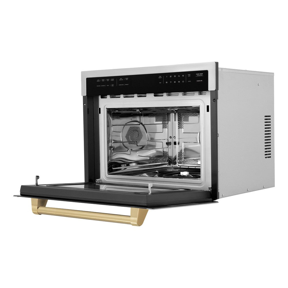 Autograph Edition 24 In. 1.6 Cu Ft. Built-in Convection Microwave Oven In Stainless Steel With Champagne Bronze Accents MWOZ24CB