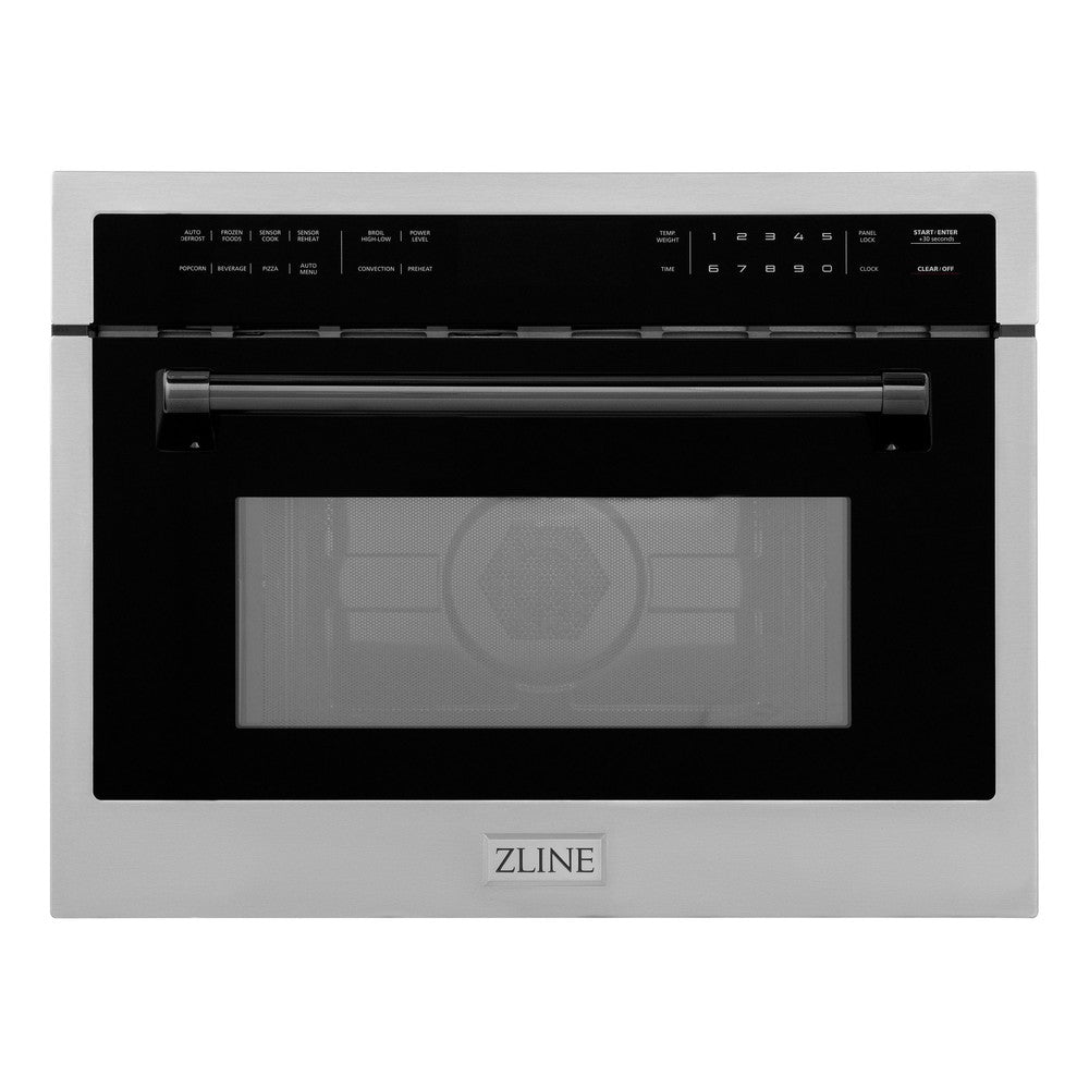 Autograph Edition 24 In. 1.6 Cu Ft. Built-in Convection Microwave Oven In Stainless Steel With Matte Black Accents MWOZ24MB