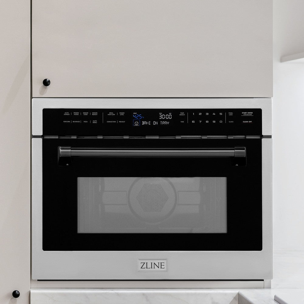 Autograph Edition 24 In. 1.6 Cu Ft. Built-in Convection Microwave Oven In Stainless Steel With Matte Black Accents MWOZ24MB