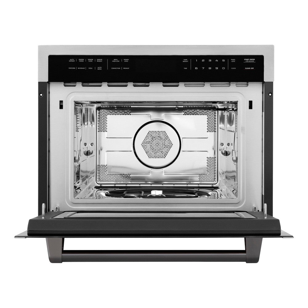Autograph Edition 24 In. 1.6 Cu Ft. Built-in Convection Microwave Oven In Stainless Steel With Matte Black Accents MWOZ24MB