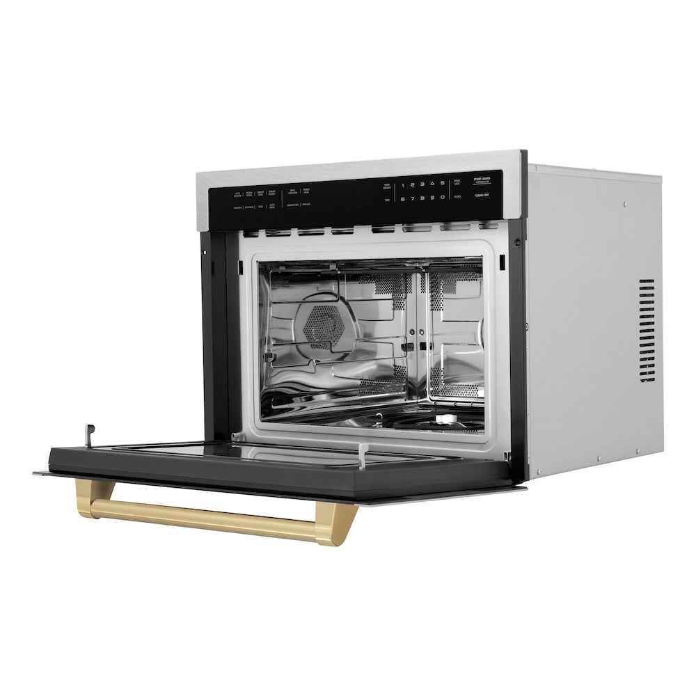 Autograph Edition 24 In. 1.6 Cu Ft. Built-in Convection Microwave Oven In Satin Stainless Steel With Champagne Bronze Accents MWOZ24SSCB