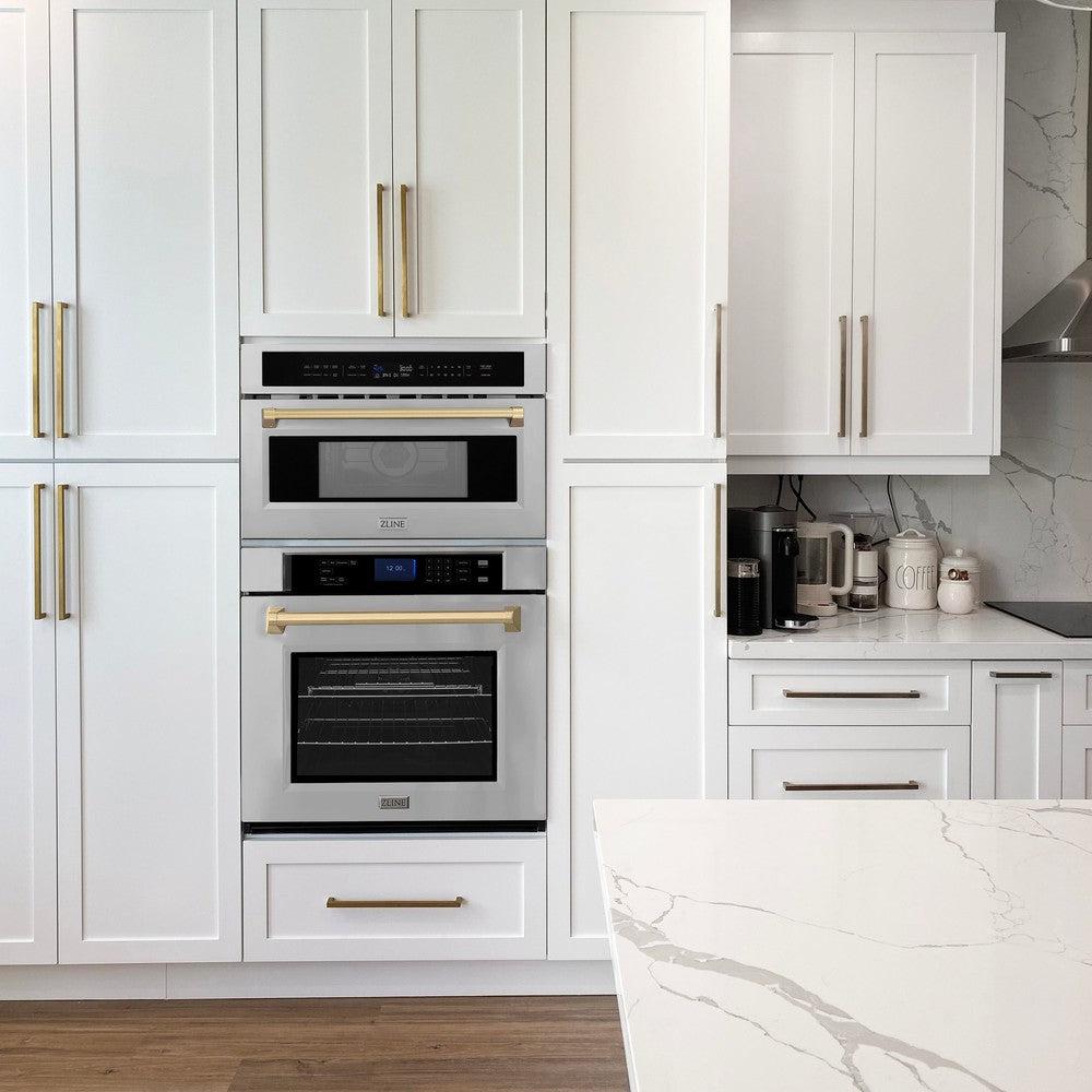 Autograph Edition 30 In. 1.6 Cu. Ft. Built-in Convection Microwave Oven In Stainless Steel And Champagne Bronze Accents MWOZ30CB