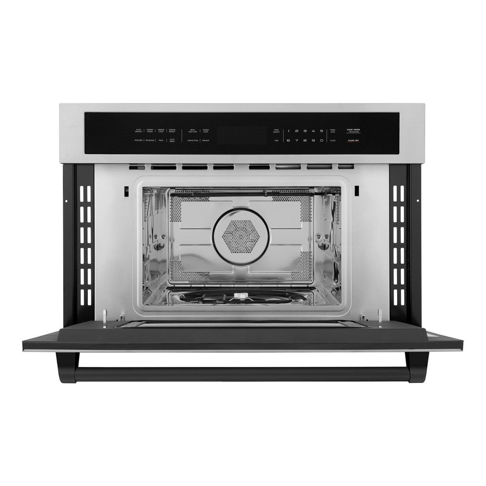 Autograph Edition 30 In. 1.6 Cu Ft. Built-in Convection Microwave Oven In Stainless Steel With Matte Black Accents MWOZ30MB