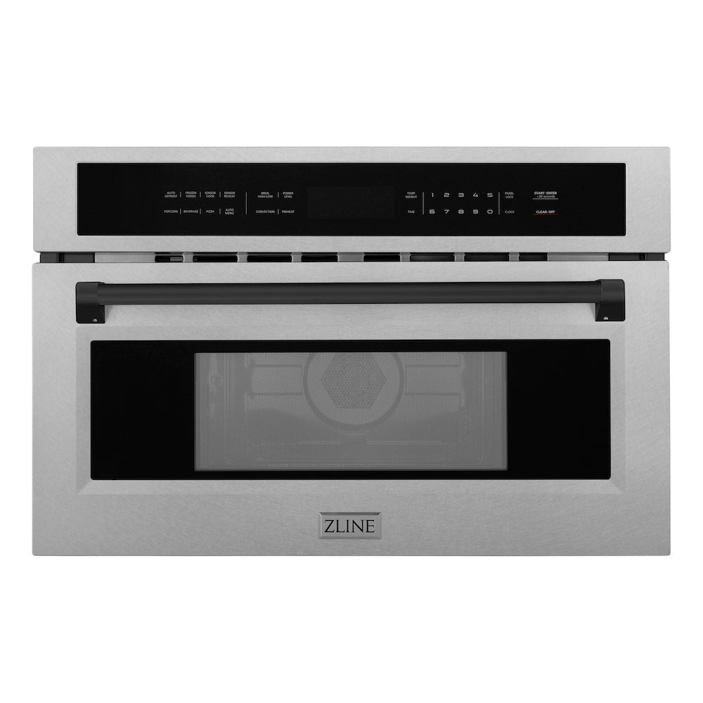 Autograph Edition 30 In. 1.6 Cu Ft. Built-in Convection Microwave Oven In Satin Stainless Steel And Matte Black Accents MWOZ30SSMB