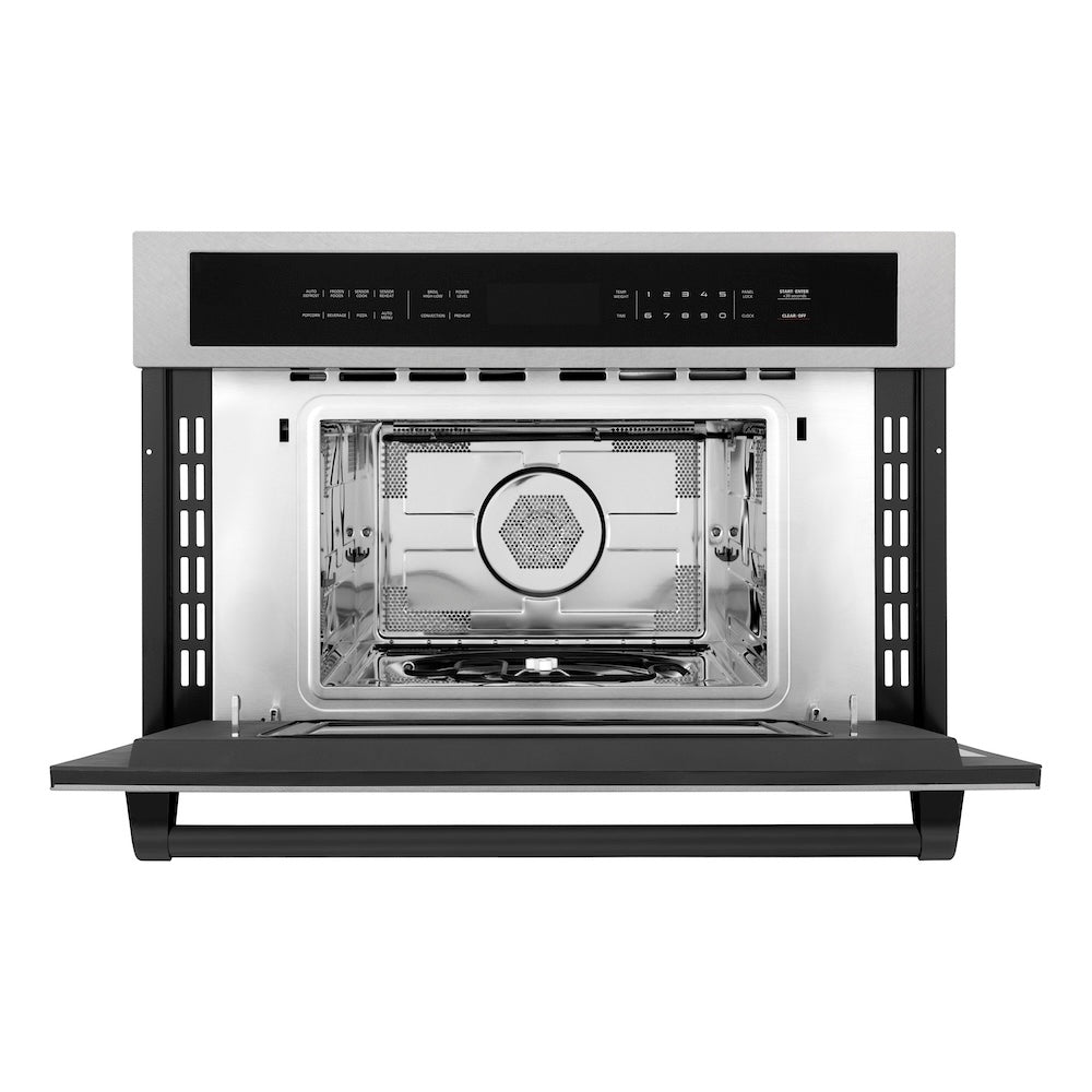 Autograph Edition 30 In. 1.6 Cu Ft. Built-in Convection Microwave Oven In Satin Stainless Steel And Matte Black Accents MWOZ30SSMB