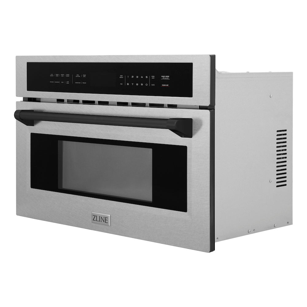 Autograph Edition 30 In. 1.6 Cu Ft. Built-in Convection Microwave Oven In Satin Stainless Steel And Matte Black Accents MWOZ30SSMB