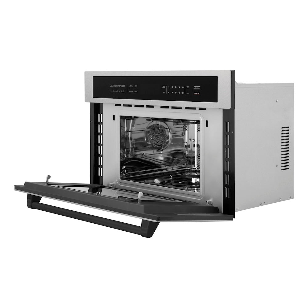 Autograph Edition 30 In. 1.6 Cu Ft. Built-in Convection Microwave Oven In Satin Stainless Steel And Matte Black Accents MWOZ30SSMB
