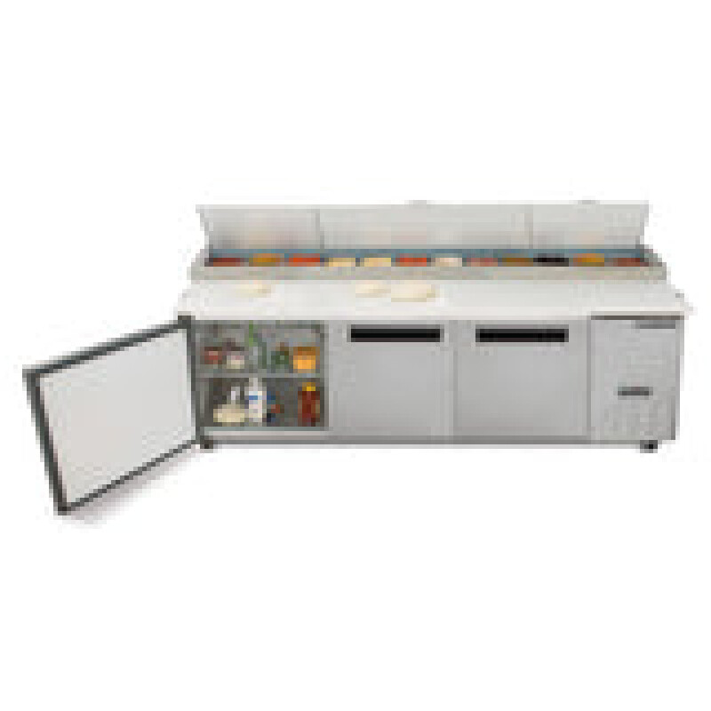 Maxx Cold X-Series Three-Door Refrigerated Pizza Prep Table MXCPP92HC