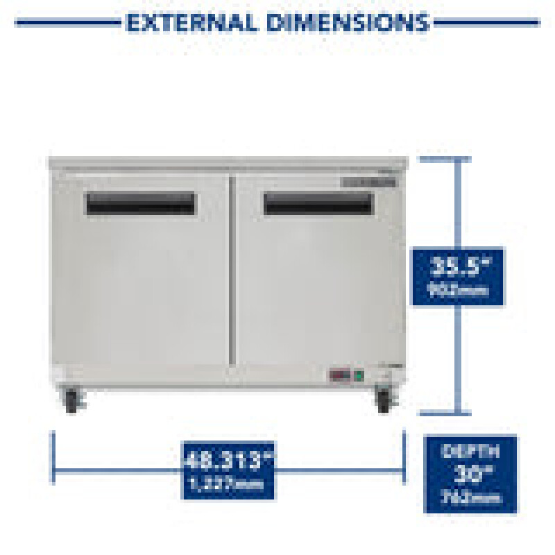 Maxx Cold Double Door Undercounter Refrigerator MXCR48UHC