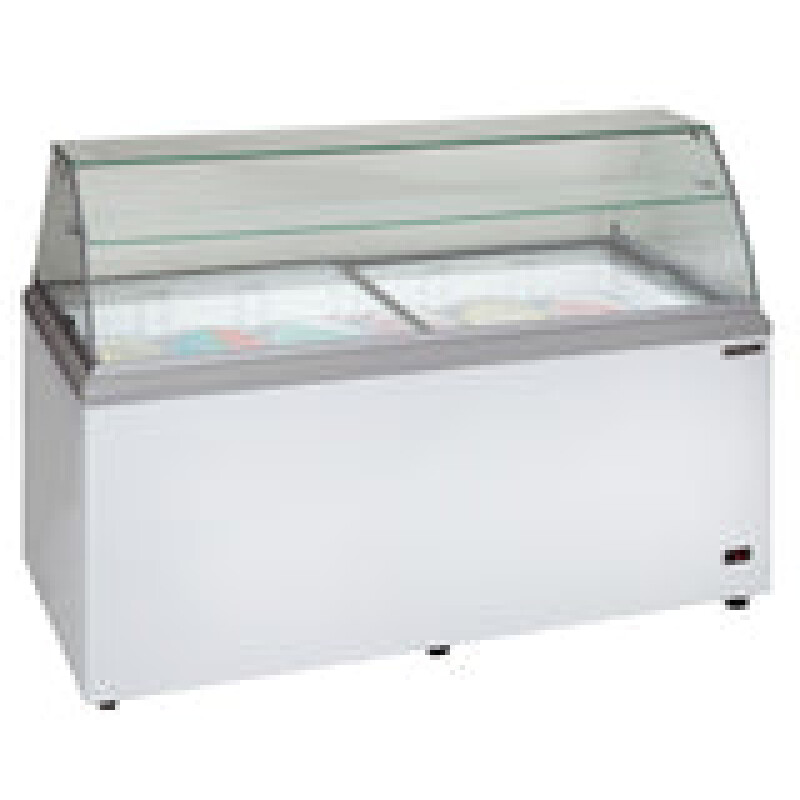 Maxx Cold X-Series Ice Cream Dipping Cabinet Freezer with Curved Glass Sneeze Guard MXDC12