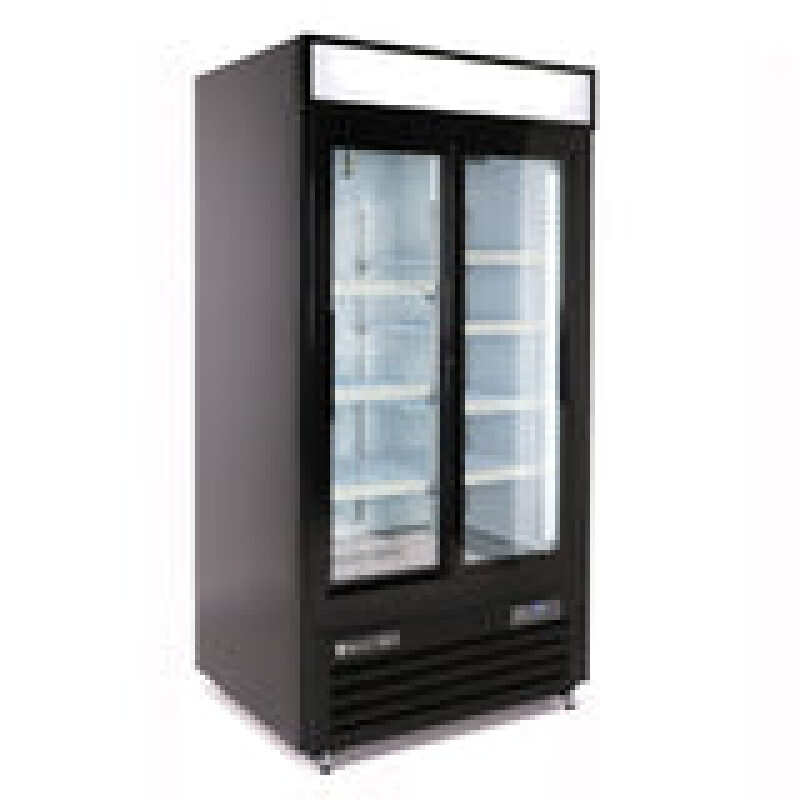 Maxx Cold Double Glass Door Narrow Width Merchandiser Refrigerator, Sliding Door, 36 cu. ft. MXM236RSBHC