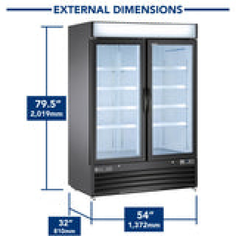 Maxx Cold 54" Double Door Merchandiser Refrigerator, Free Standing, 48 Cu. Ft. MXM248RBHC