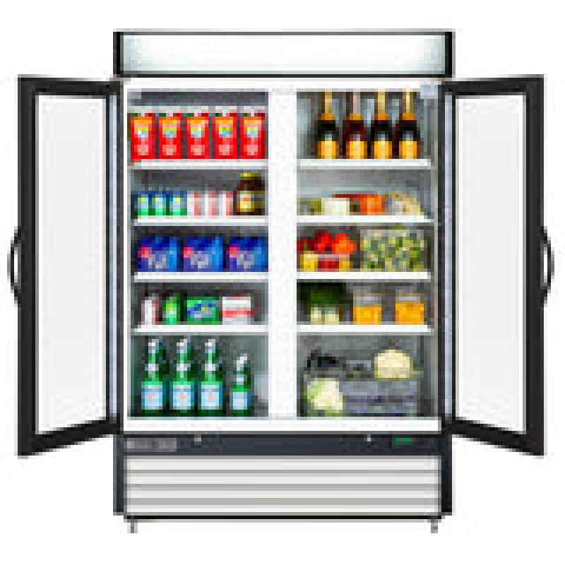 Maxx Cold 54" Double Glass Door Merchandiser Refrigerator, Free Standing, 48 Cu. Ft. MXM248RHC