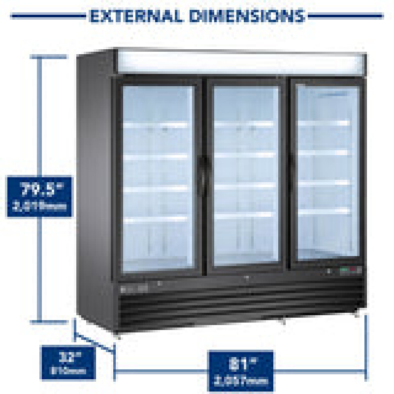Maxx Cold Triple Glass Door Merchandiser Freezer MXM372FBHC