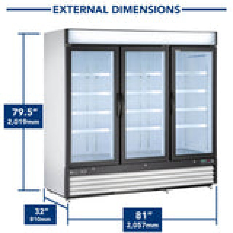 Maxx Cold X-Series Triple Glass Door Merchandiser Freezer MXM372FHC