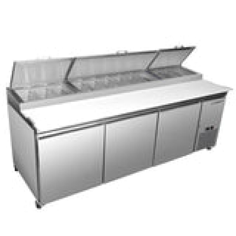 Maxx Cold Three-Door Refrigerated Pizza Prep Table, 30.87 cu. ft. Storage Capacity MXSPP92HC