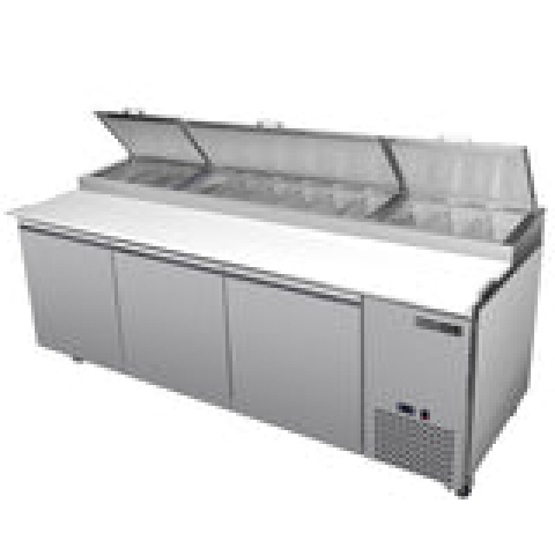 Maxx Cold Three-Door Refrigerated Pizza Prep Table, 30.87 cu. ft. Storage Capacity MXSPP92HC