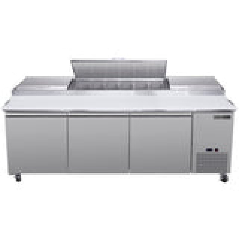 Maxx Cold Three-Door Refrigerated Pizza Prep Table, 30.87 cu. ft. Storage Capacity MXSPP92HC