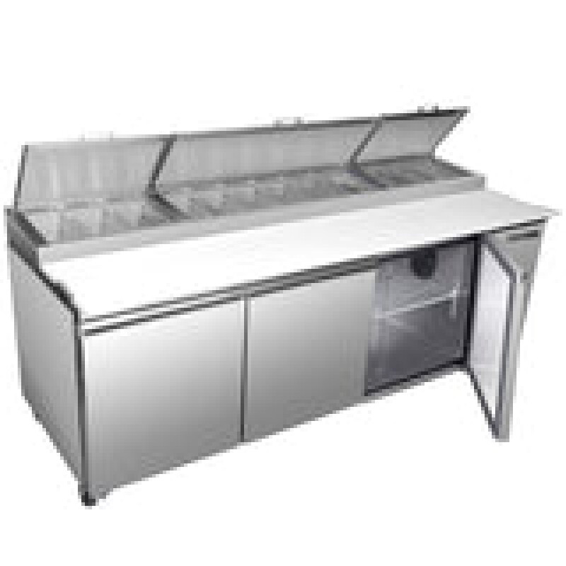 Maxx Cold Three-Door Refrigerated Pizza Prep Table, 30.87 cu. ft. Storage Capacity MXSPP92HC