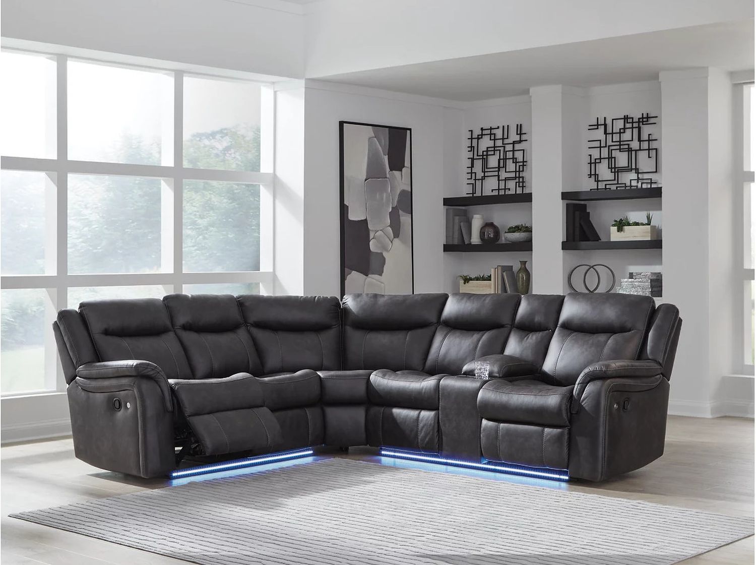 Dime-Box 2-Piece Reclining Sectional In Carbon NC13001S1