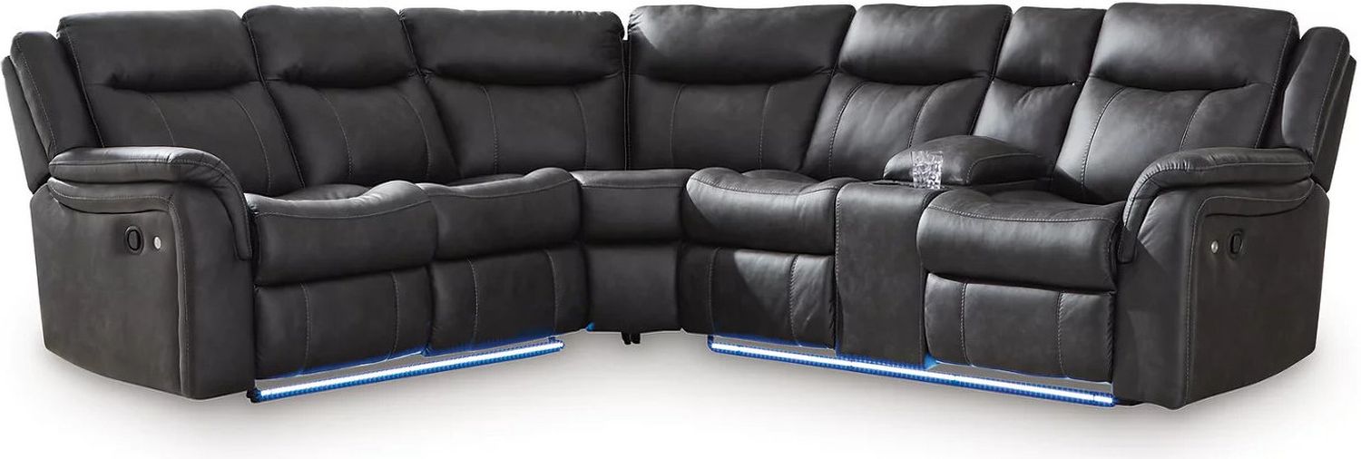 Dime-Box 2-Piece Reclining Sectional In Carbon NC13001S1