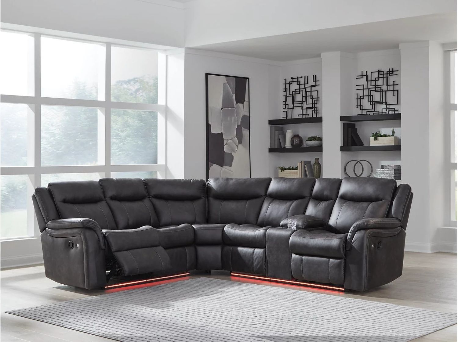 Dime-Box 2-Piece Reclining Sectional In Carbon NC13001S1
