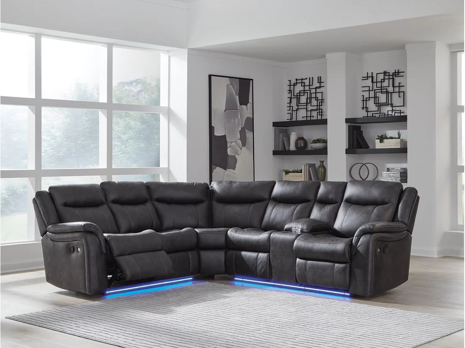 Dime-Box 2-Piece Reclining Sectional In Carbon NC13001S1