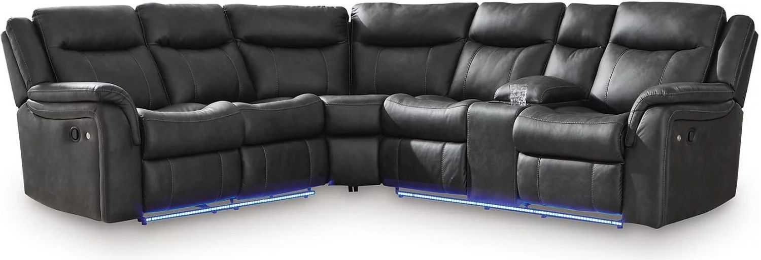 Dime-Box 2-Piece Reclining Sectional In Carbon NC13001S1