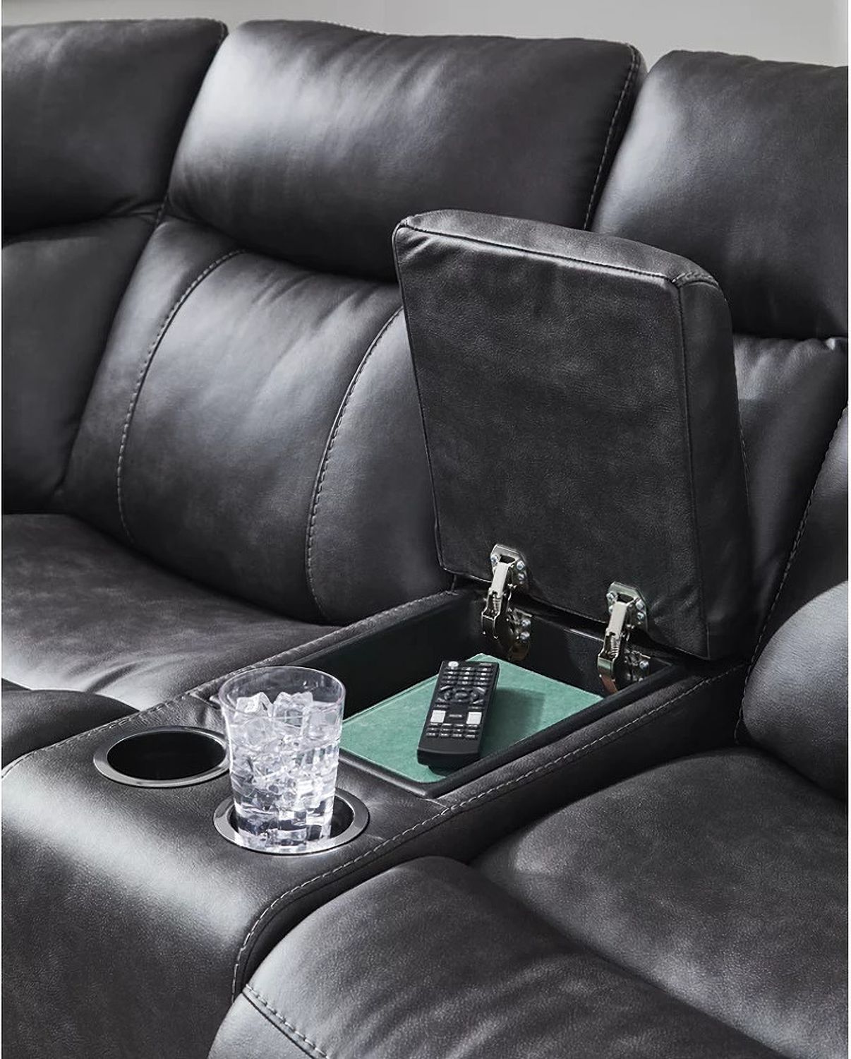 Dime-Box 2-Piece Reclining Sectional In Carbon NC13001S1