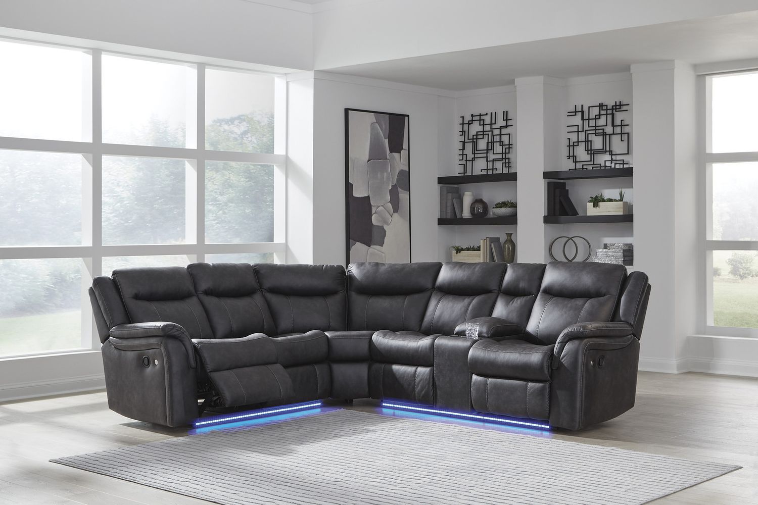 Dime-Box 2-Piece Reclining Sectional In Carbon NC13001S1
