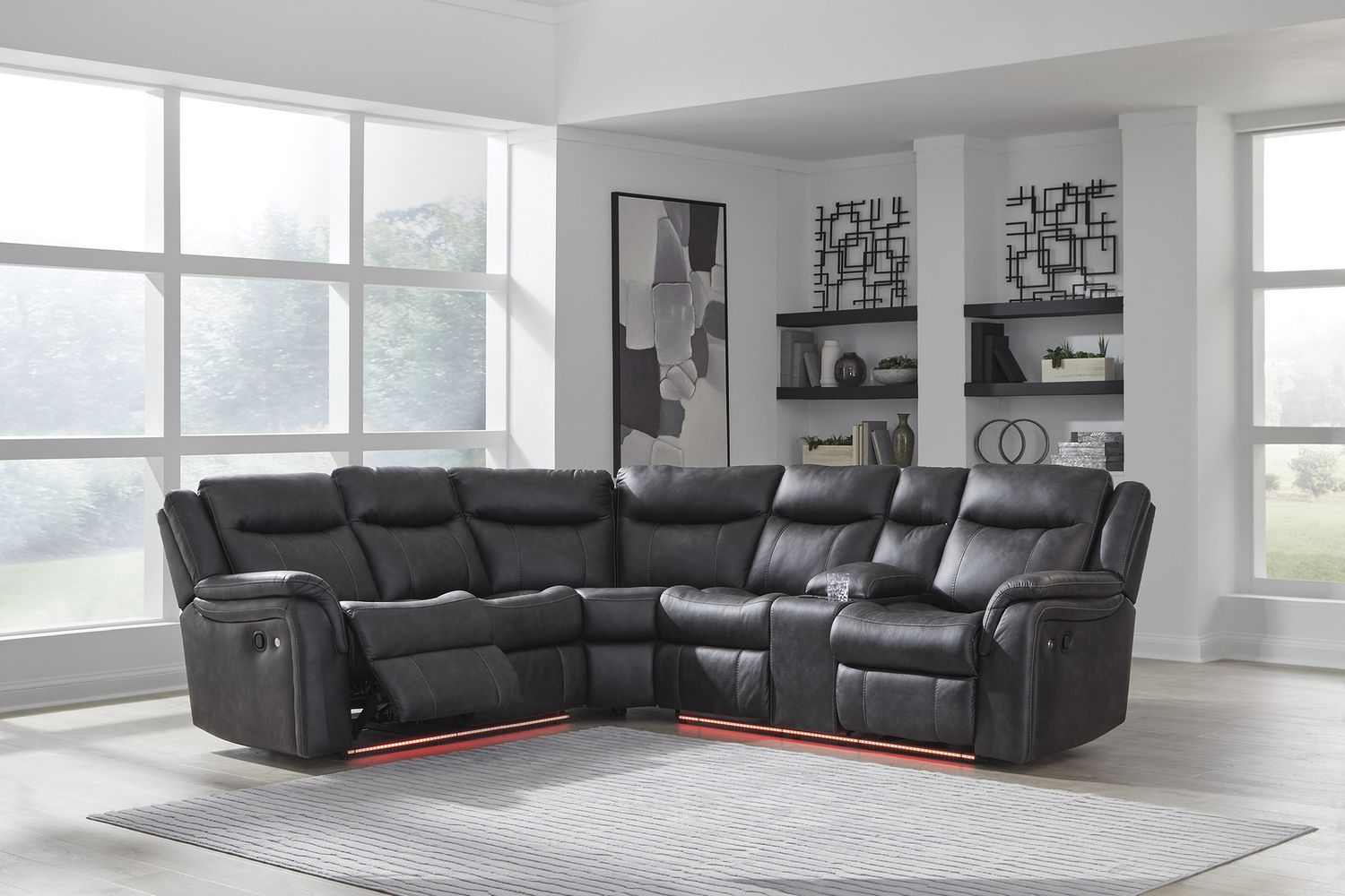 Dime-Box 2-Piece Reclining Sectional In Carbon NC13001S1