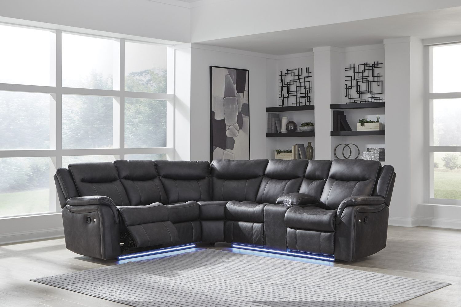 Dime-Box 2-Piece Reclining Sectional In Carbon NC13001S1