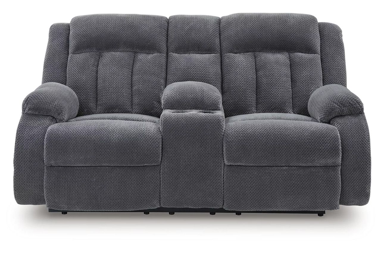 Free Wake Power Reclining Loveseat with Console In Steel NC2140596