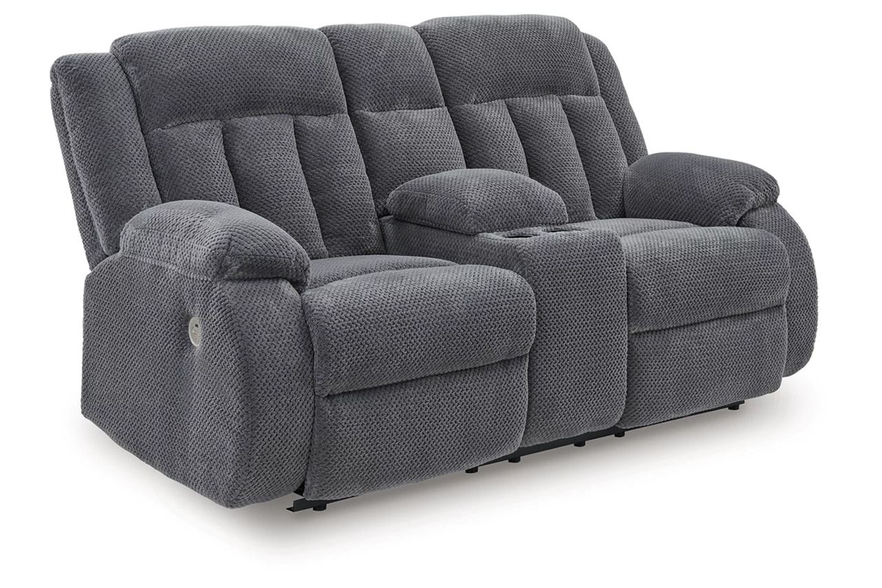 Free Wake Power Reclining Loveseat with Console In Steel NC2140596