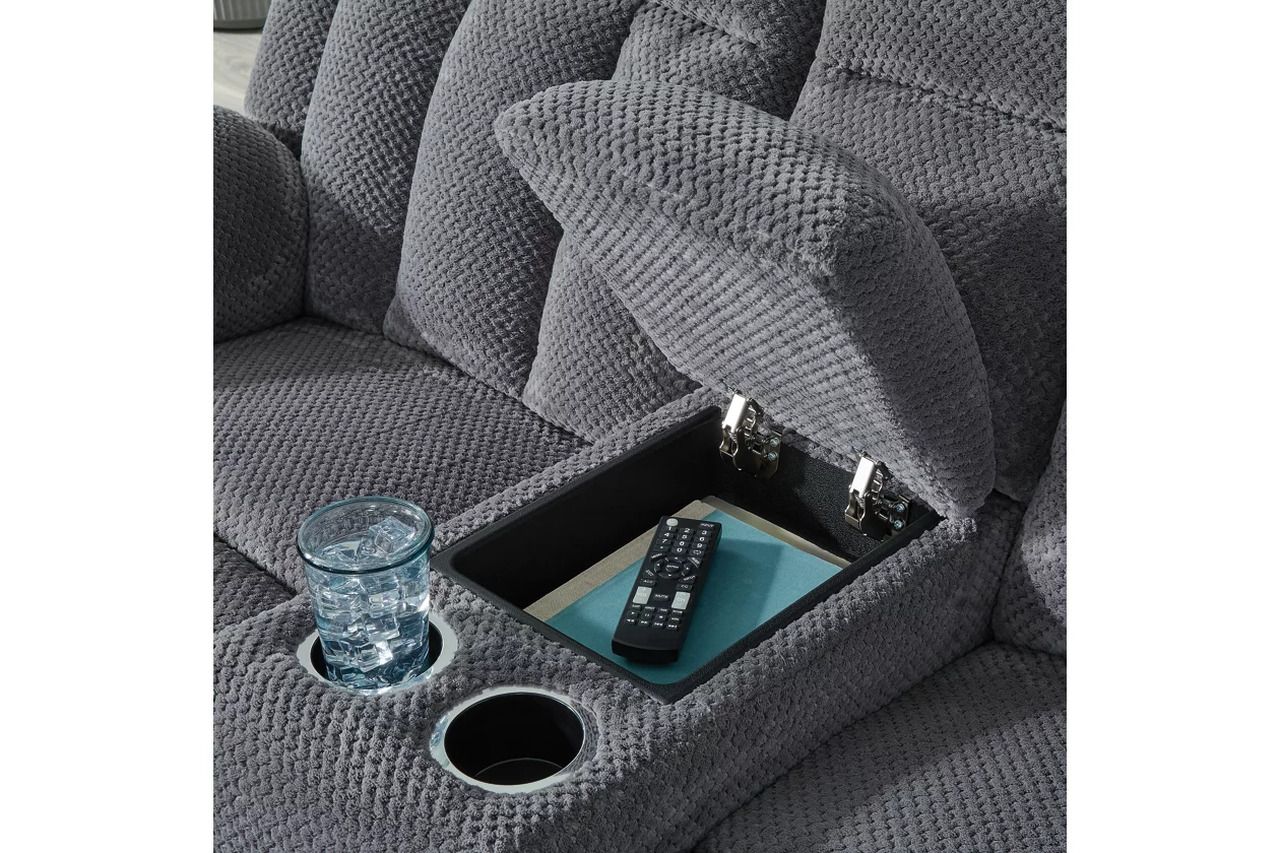 Free Wake Power Reclining Loveseat with Console In Steel NC2140596