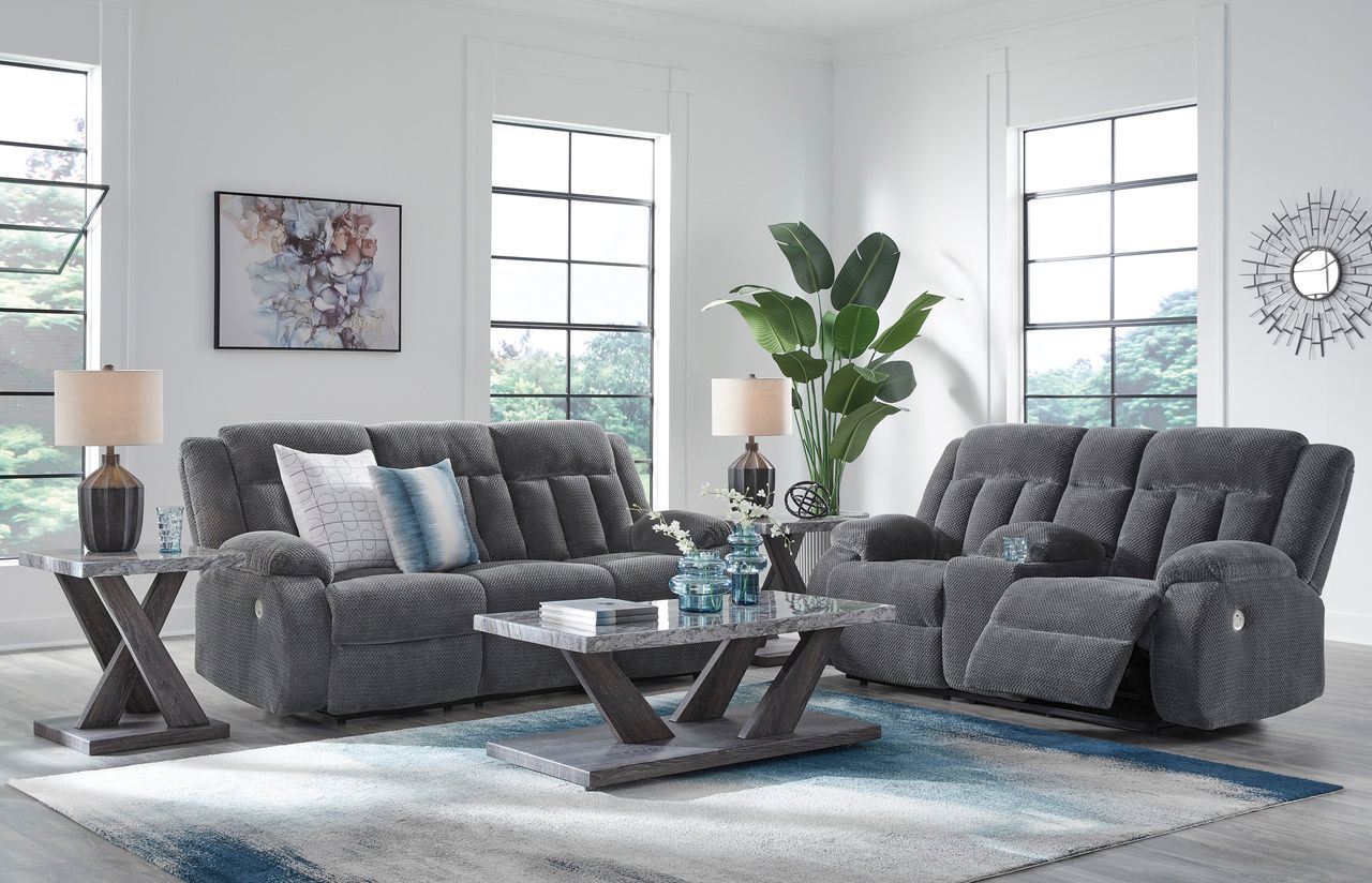 Free Wake Power Reclining Loveseat with Console In Steel NC2140596