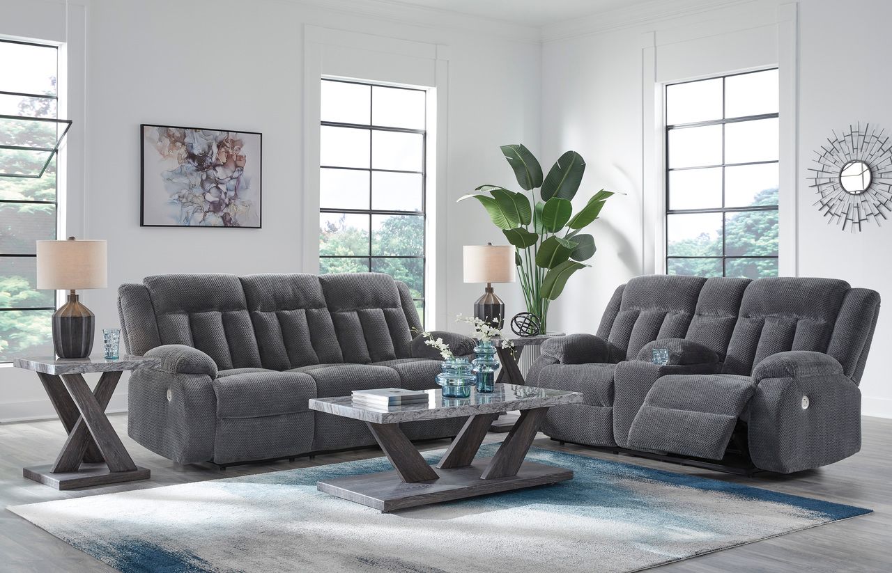 Free Wake Power Reclining Loveseat with Console In Steel NC2140596