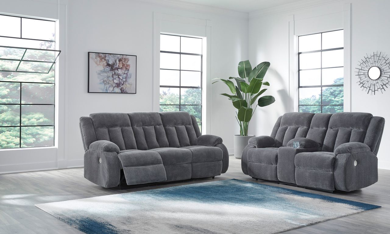 Free Wake Power Reclining Loveseat with Console In Steel NC2140596