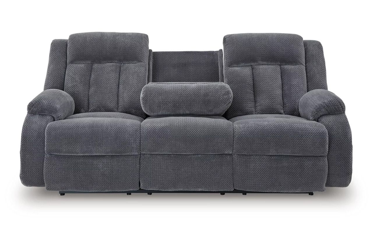 Free Wake Power Reclining Sofa with Drop Down Table In Steel NC2140599