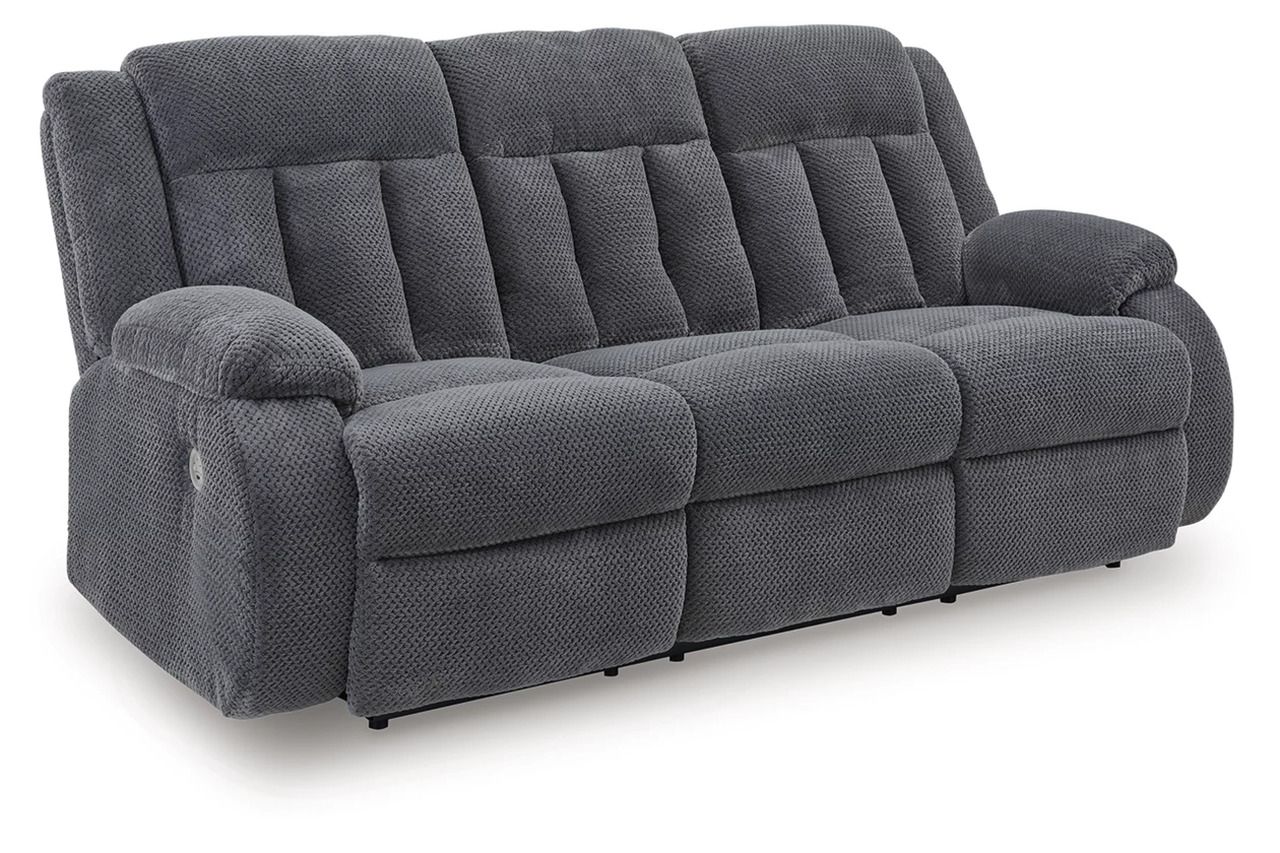 Free Wake Power Reclining Sofa with Drop Down Table In Steel NC2140599