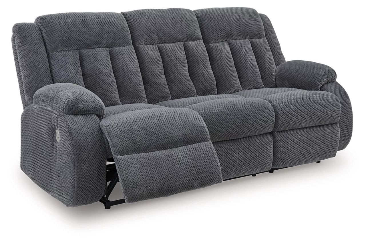 Free Wake Power Reclining Sofa with Drop Down Table In Steel NC2140599
