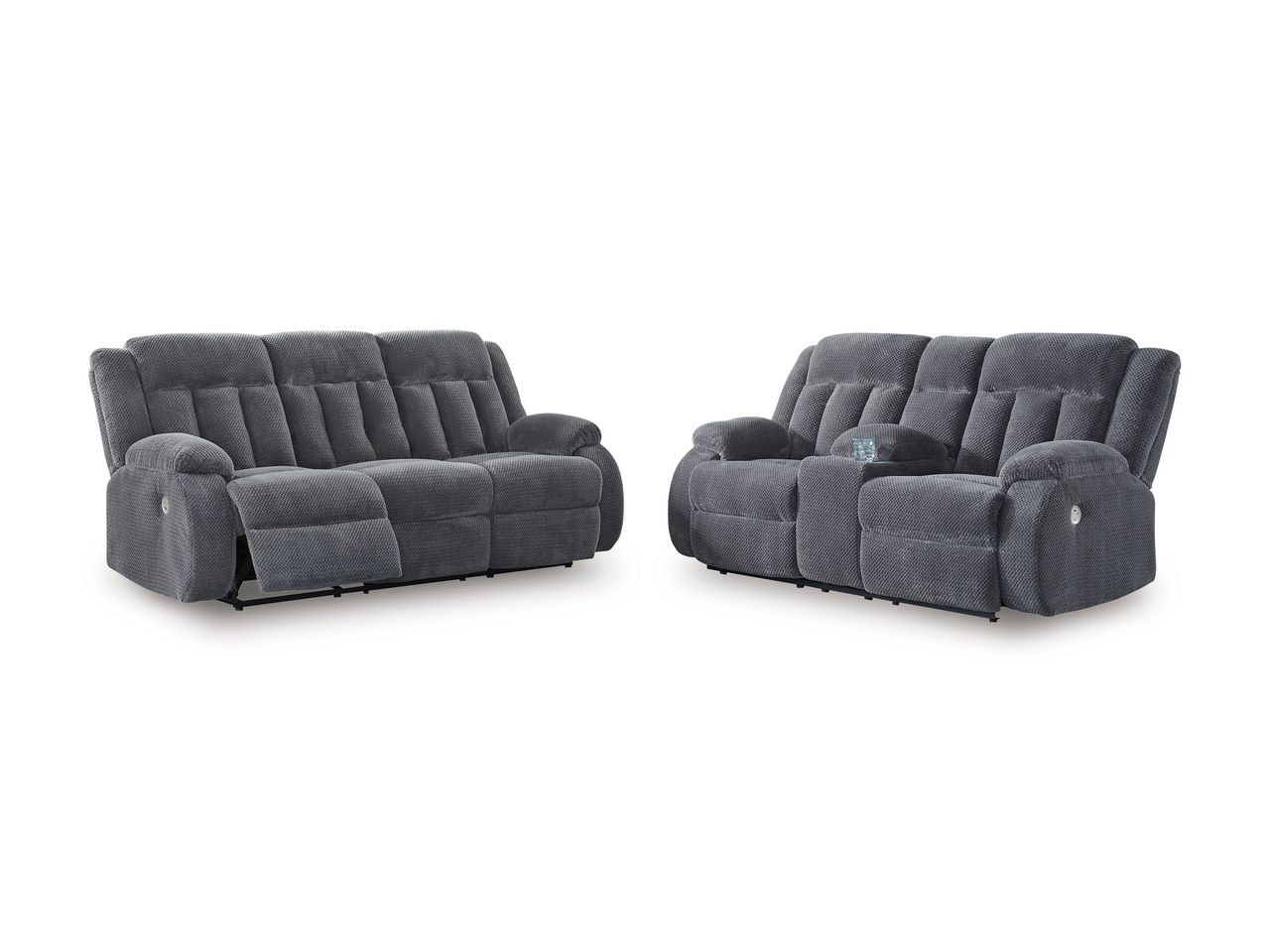 Free Wake Power Reclining Sofa with Drop Down Table In Steel NC2140599
