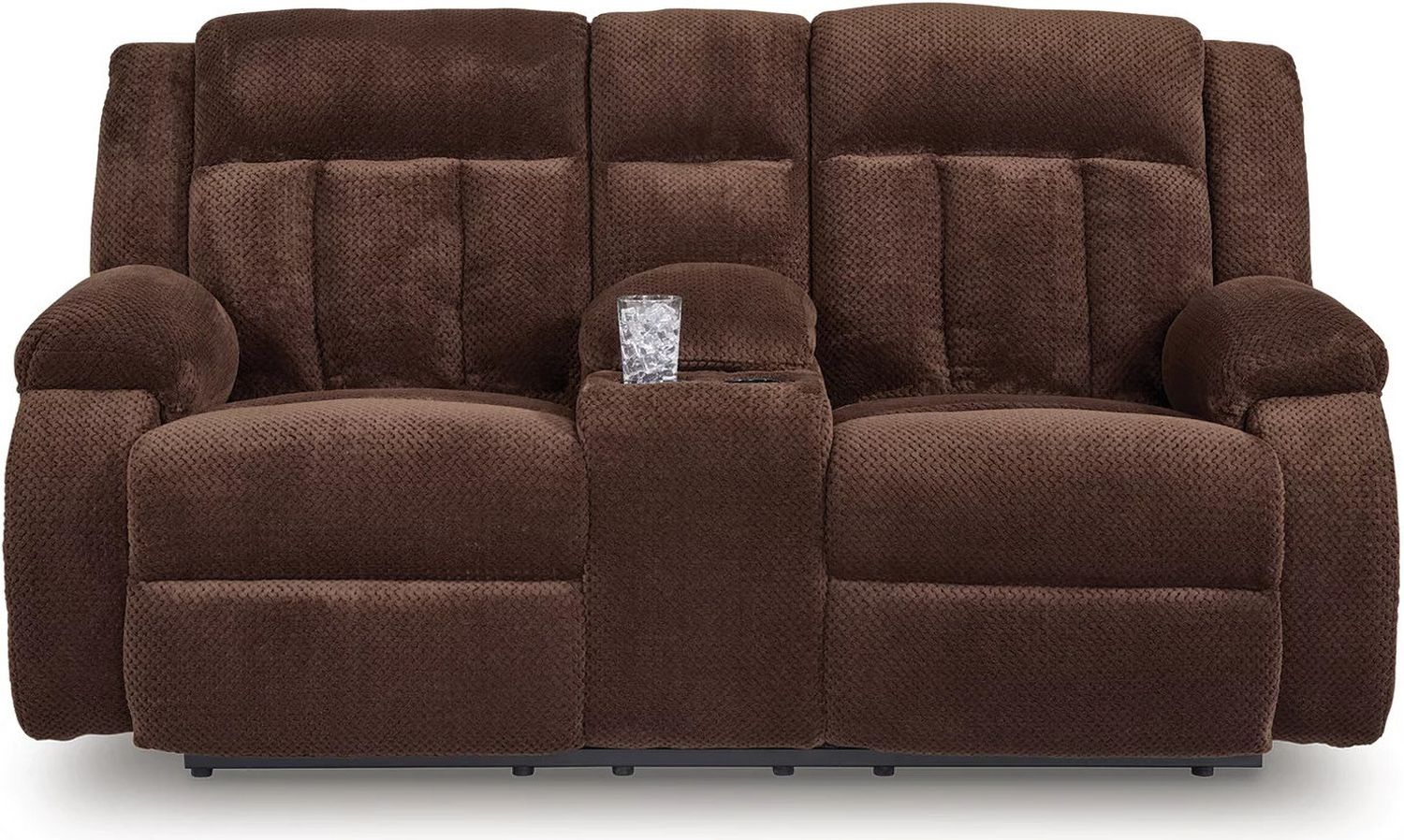 Free Wake Power Reclining Loveseat with Console In Chocolate NC2140696