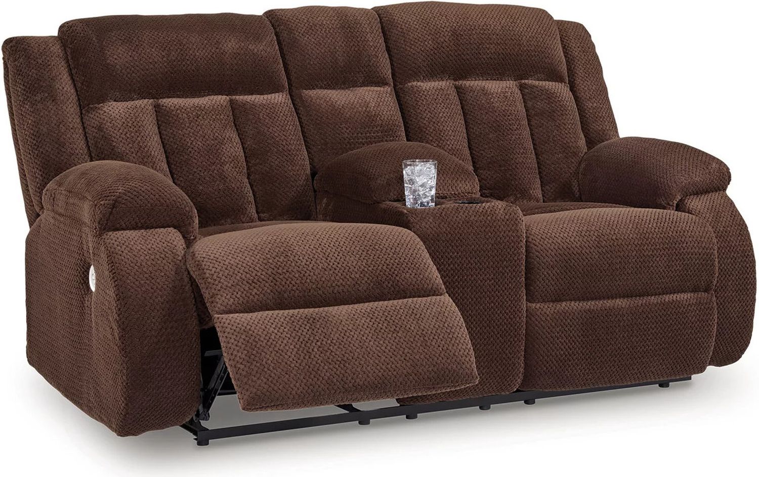 Free Wake Power Reclining Loveseat with Console In Chocolate NC2140696